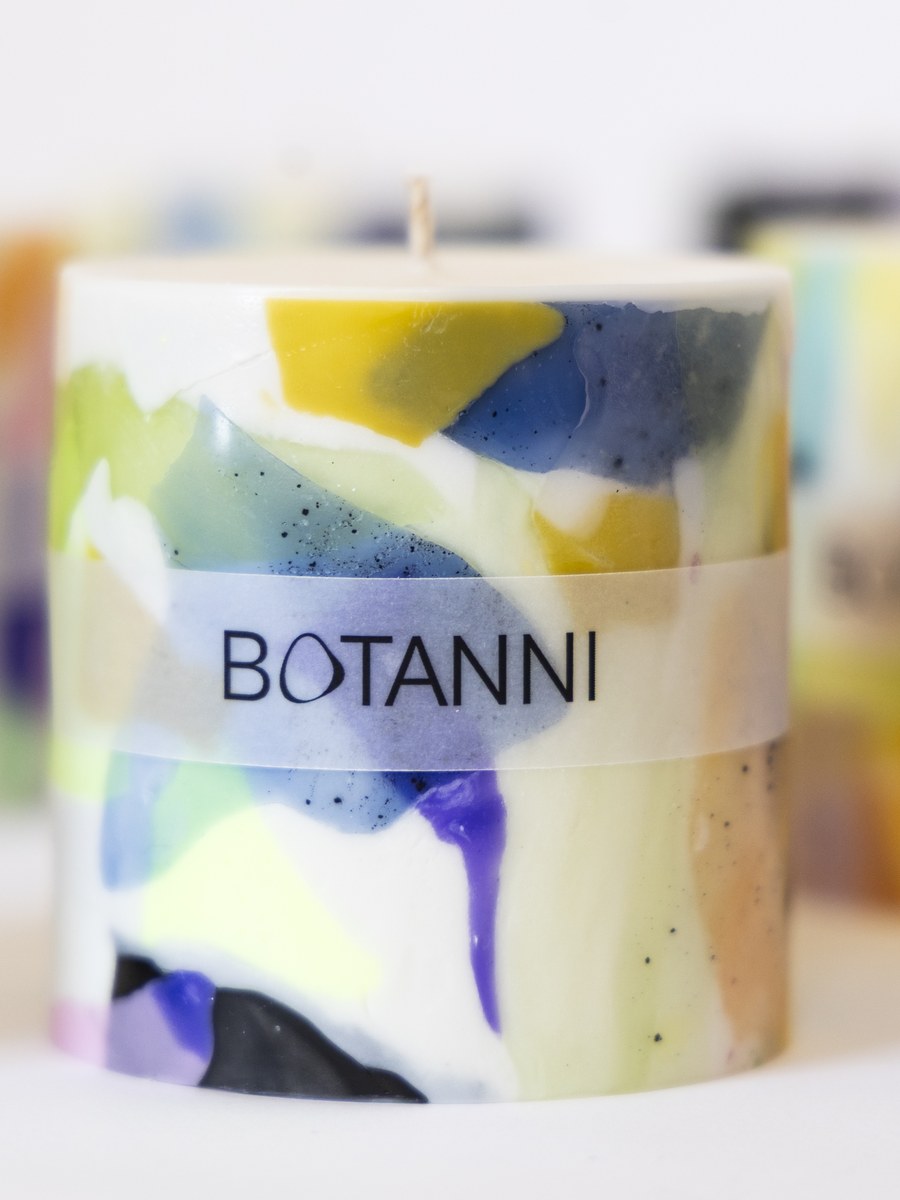 Botanni Kerze, Gelb-Blau-Ton