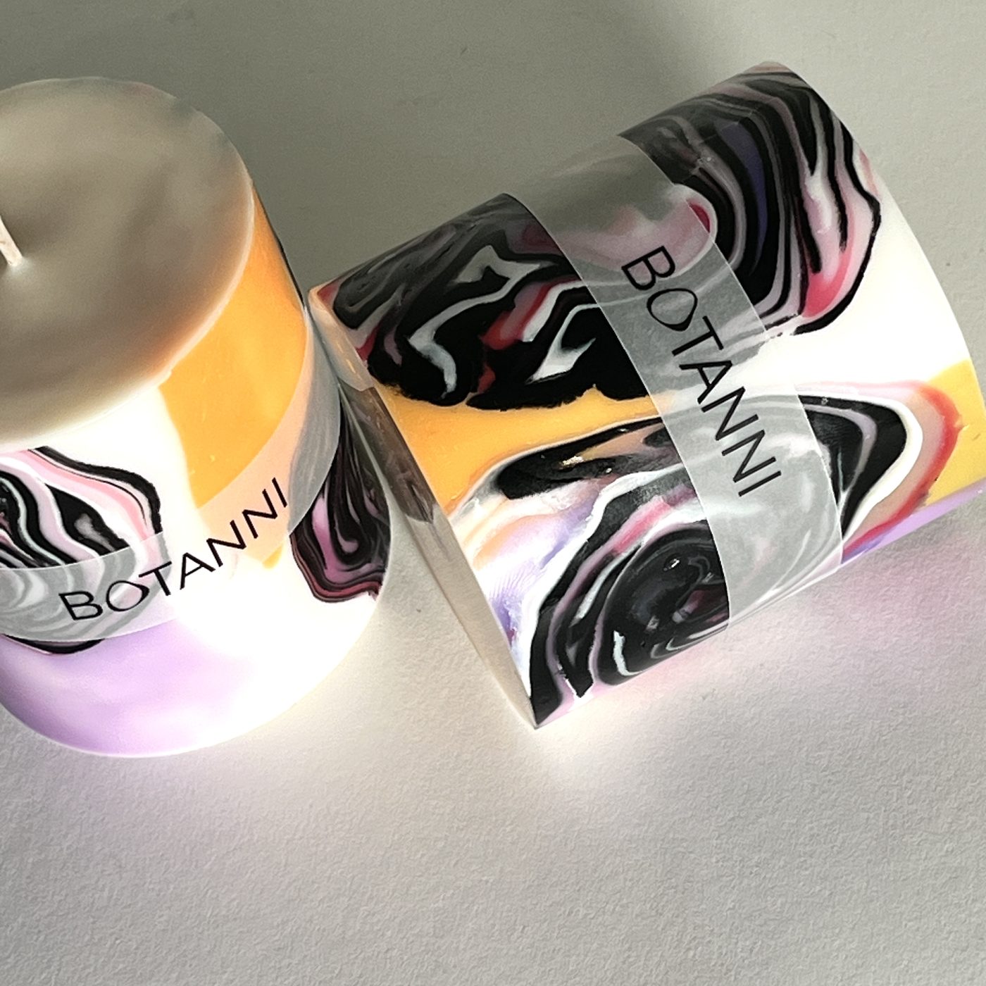 Botanni Kerze, Marble-Technik, Paar Zwei