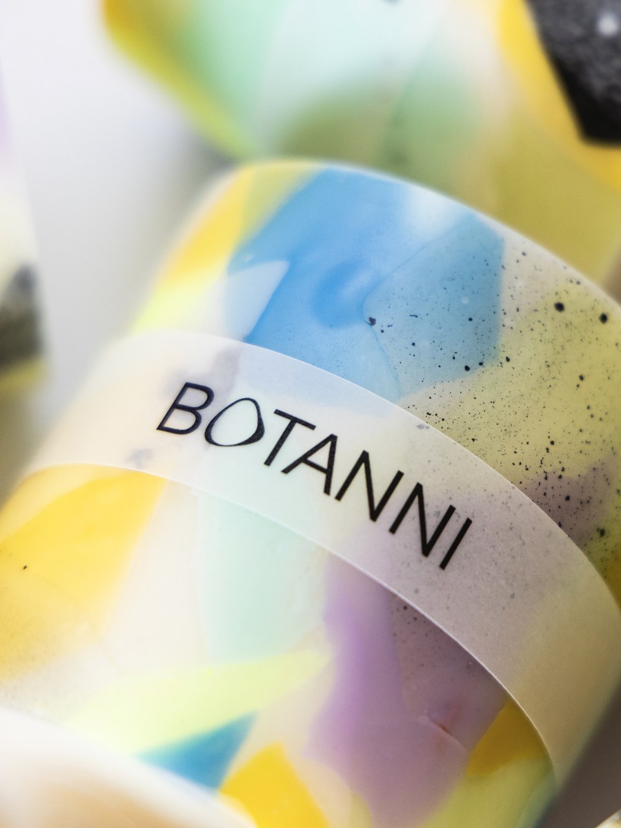 Botanni Kerze, Label-Nahaufnahme